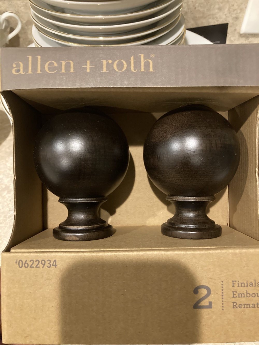 Allen + Roth Dark Brown Wood Ball Finials Espresso